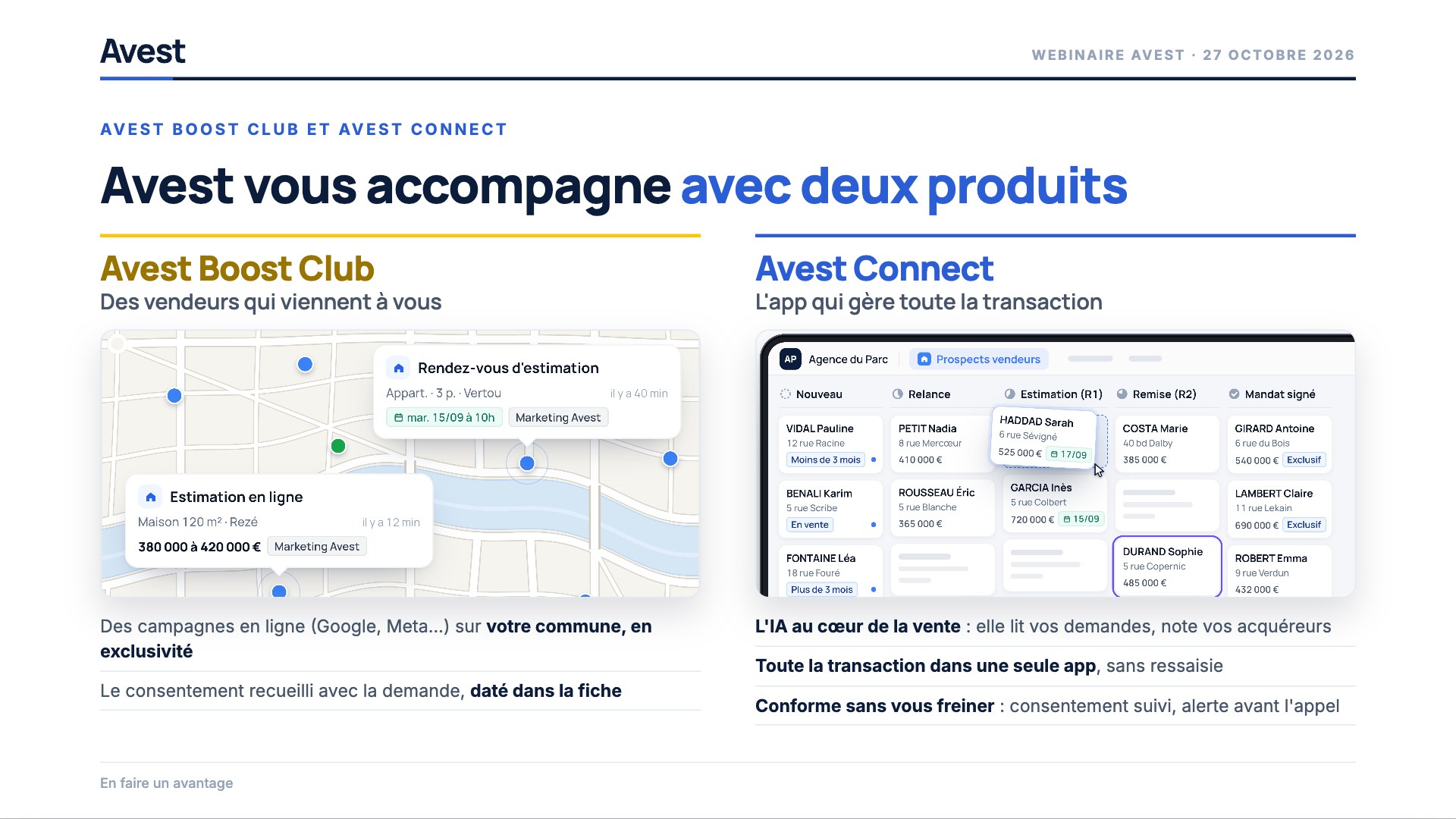 Avest Boost Club, des vendeurs qui viennent à vous, et Avest Connect, l'app qui gère toute la transaction